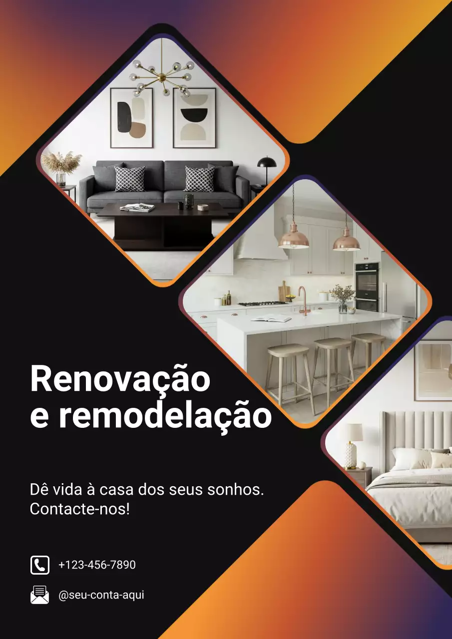 Cartaz promocional de renovação moderna com gradiente laranja
