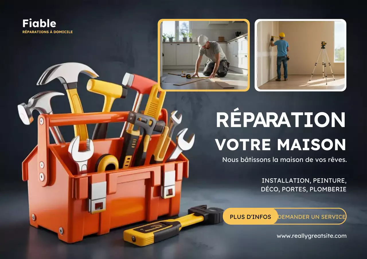 Affiche publicitaire pour les réparations professionnelles à domicile d'Orange