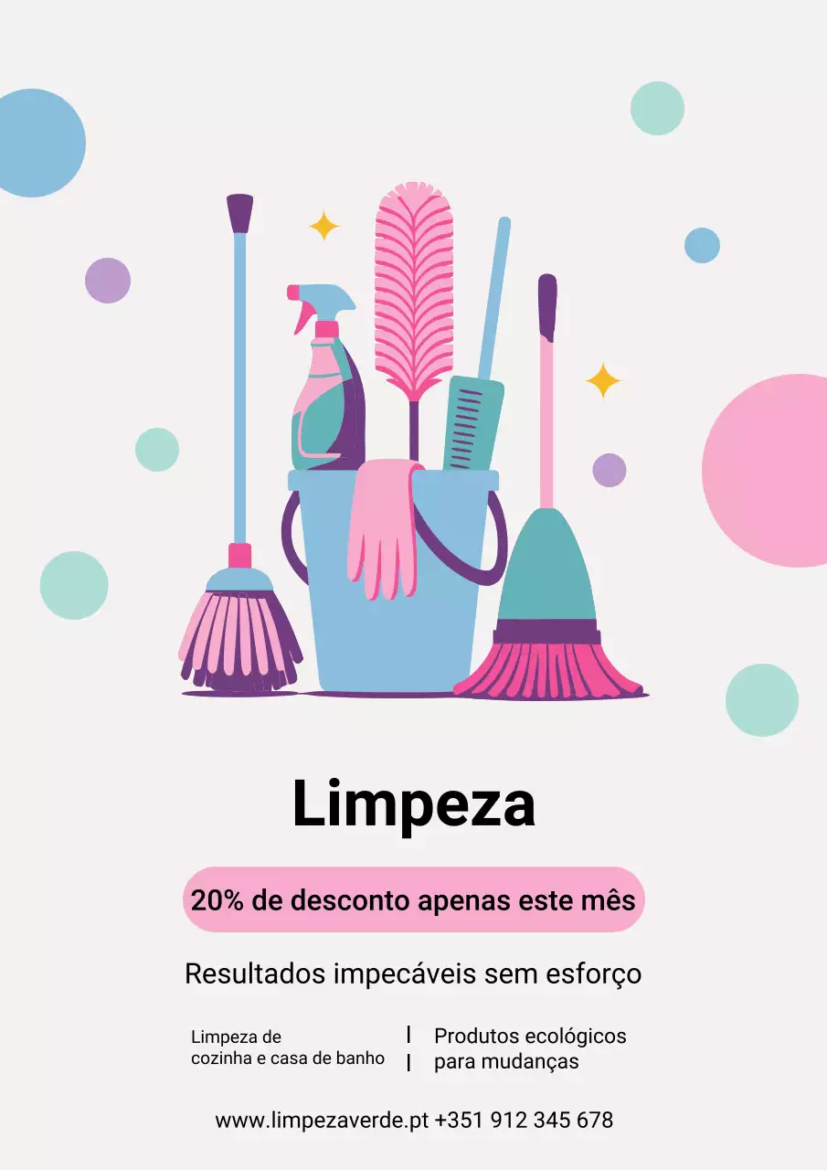 Cartaz promocional de limpeza moderno e colorido