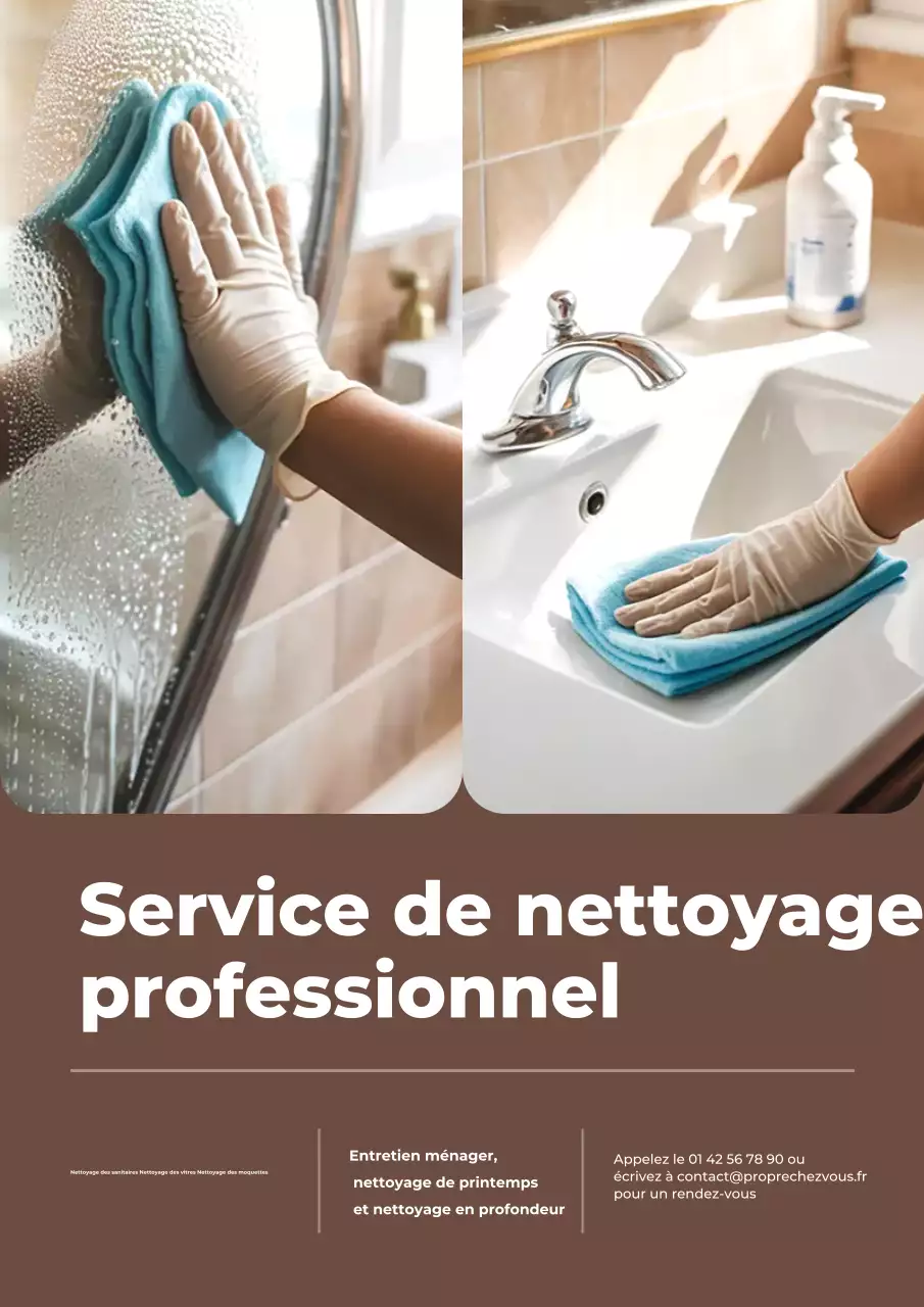 Affiche promotionnelle des services de nettoyage modernes de Brown