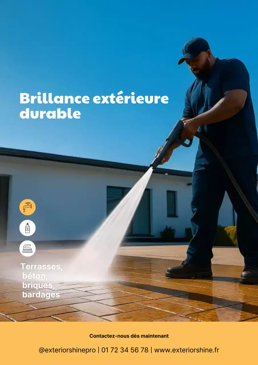 Affiche publicitaire de nettoyage moderne bleu