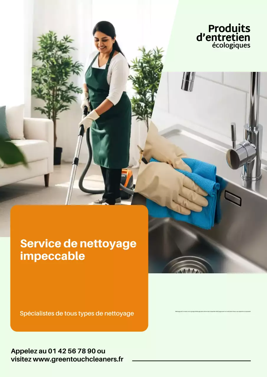 Affiche promotionnelle de nettoyage moderne orange