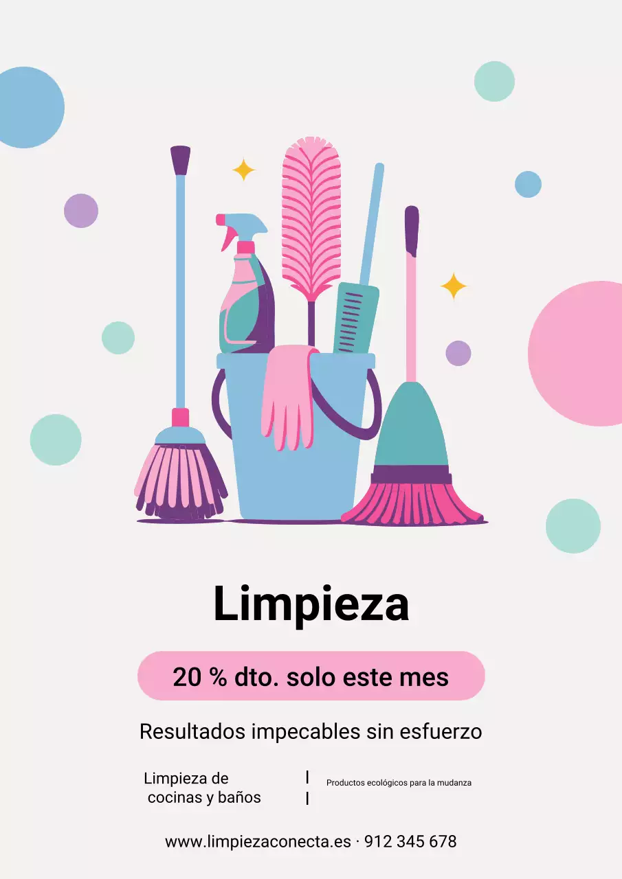 Cartel promocional de limpieza moderno y colorido