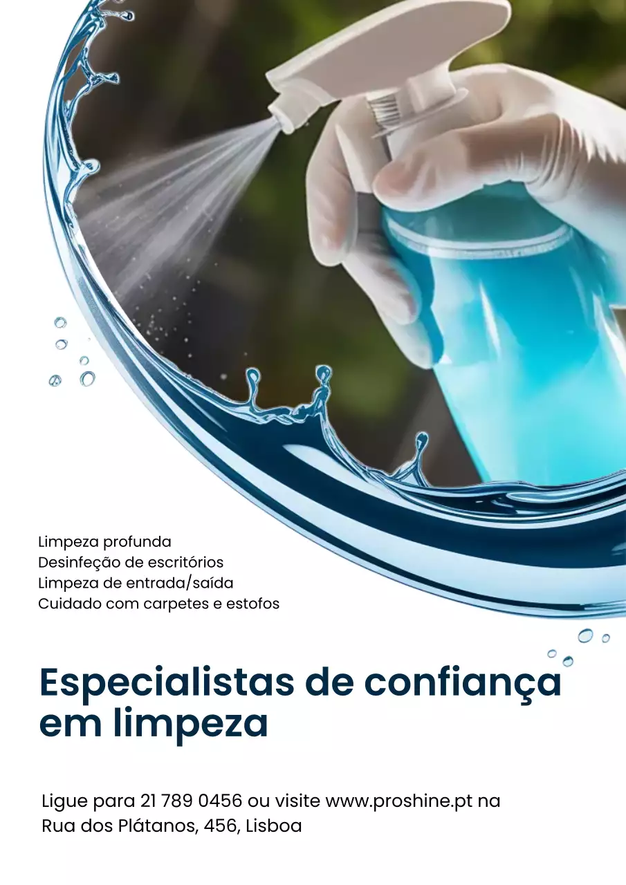 Cartaz de propaganda de limpeza moderna azul