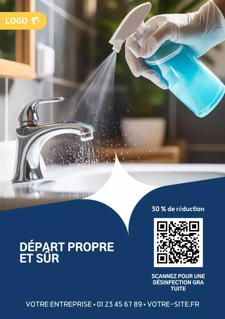 Affiche promotionnelle de nettoyage moderne bleu