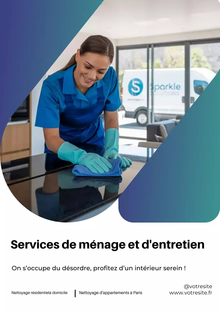 Affiche publicitaire de nettoyage moderne bleu