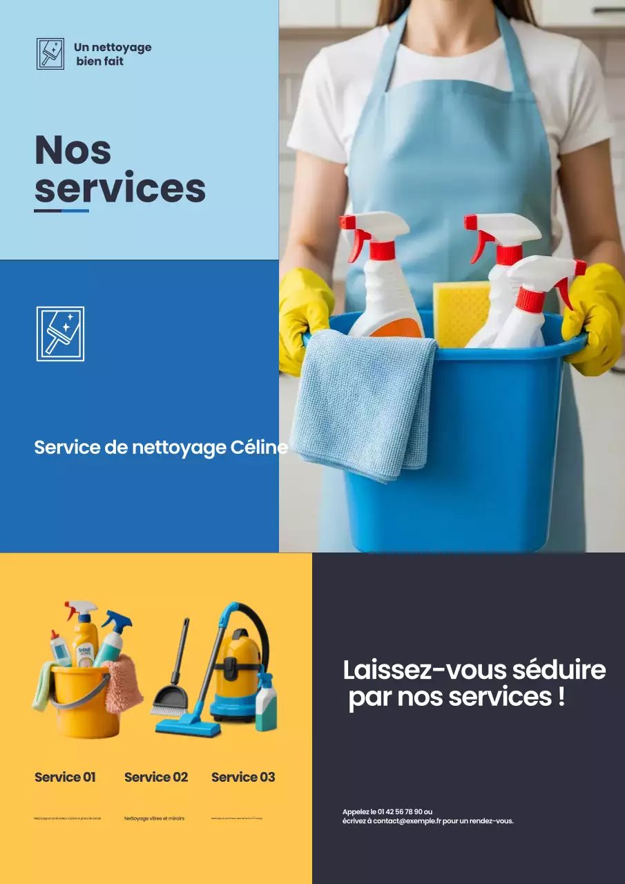 Affiche publicitaire de nettoyage moderne bleu