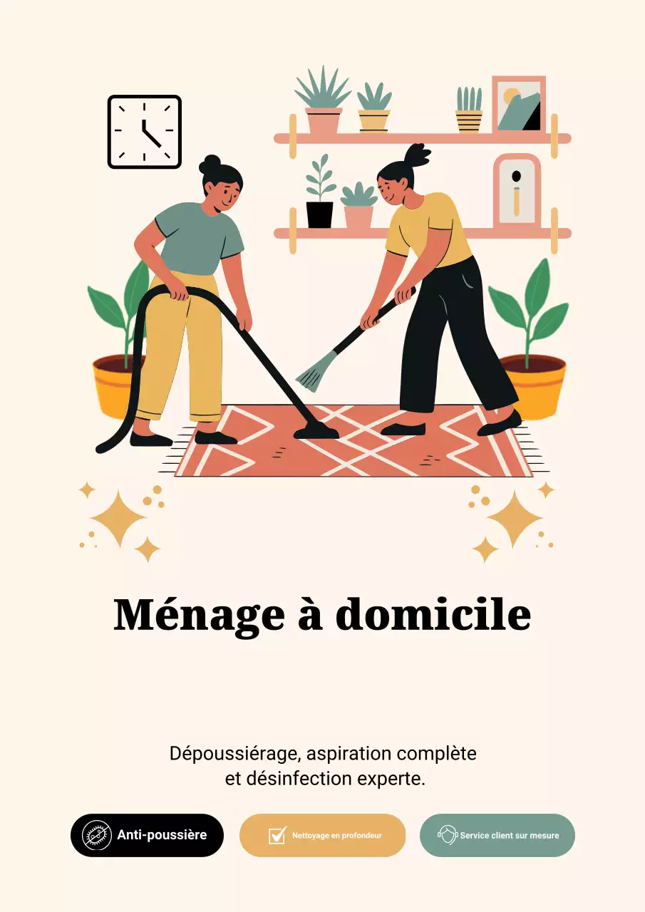 Affiche publicitaire beige pour le nettoyage moderne