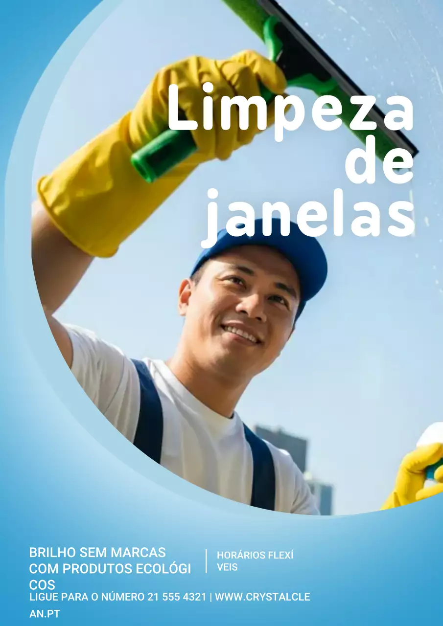 Cartaz promocional de limpeza moderna azul