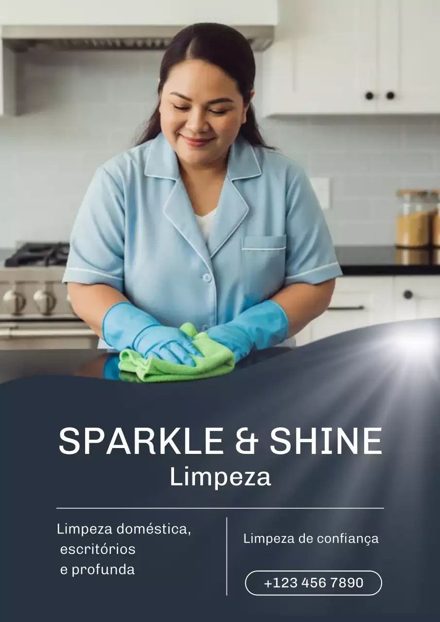 Cartaz de anúncio de limpeza profissional azul
