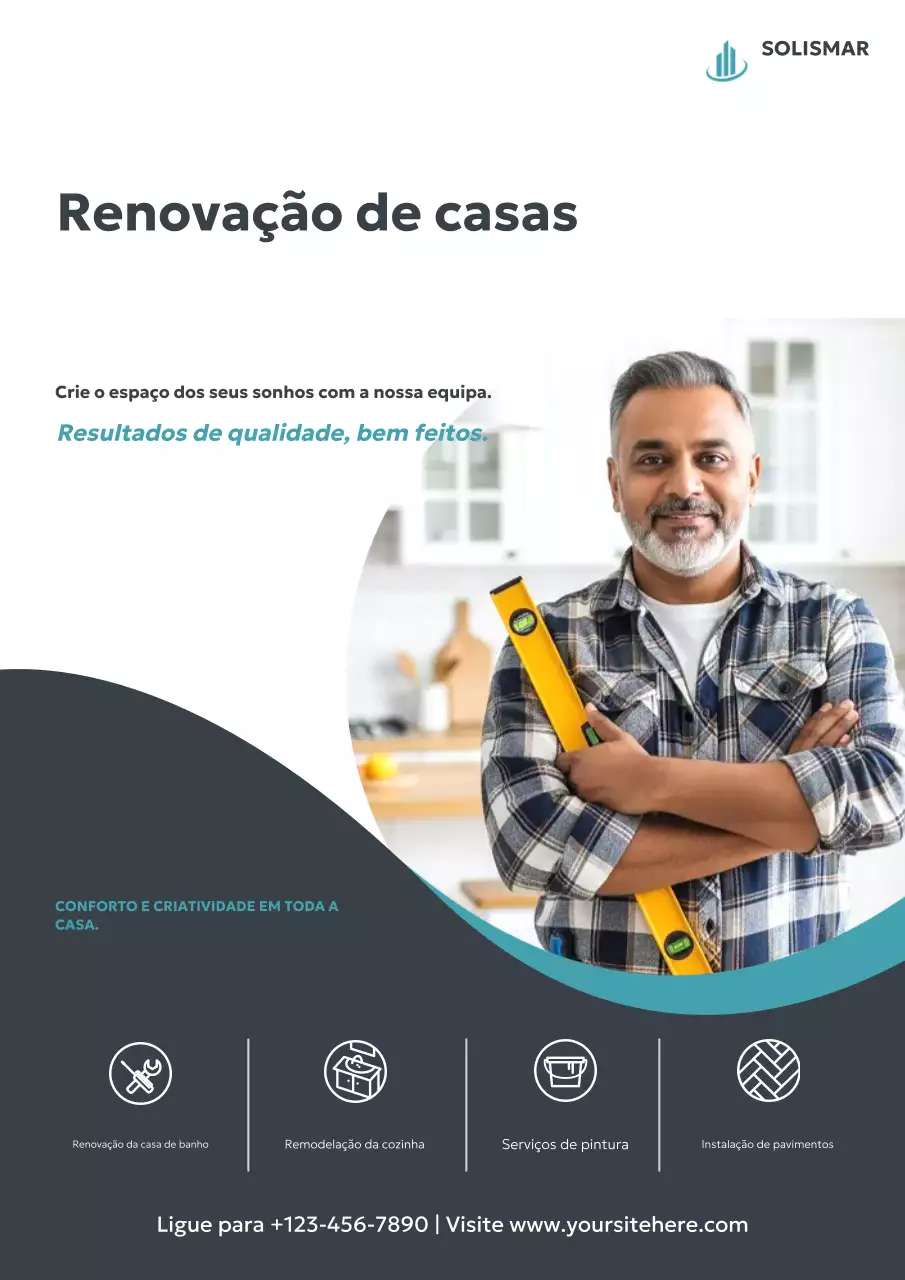 Cartaz promocional de renovação moderna cinza