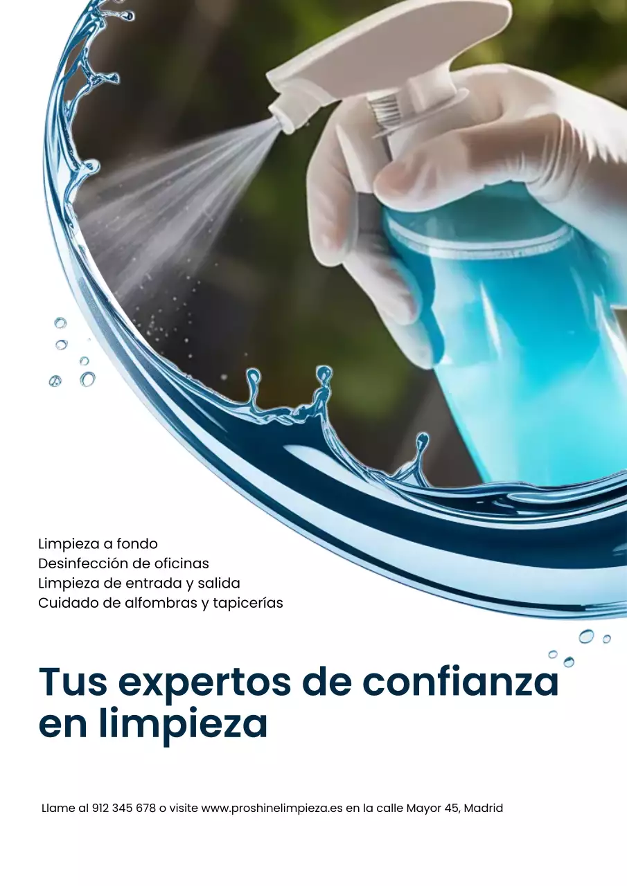 Cartel publicitario de limpieza moderna azul