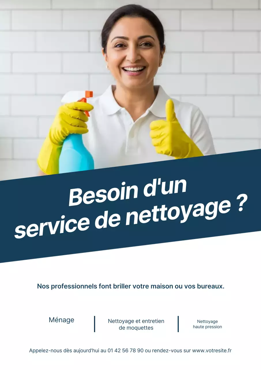 Affiche publicitaire jaune pour le nettoyage moderne