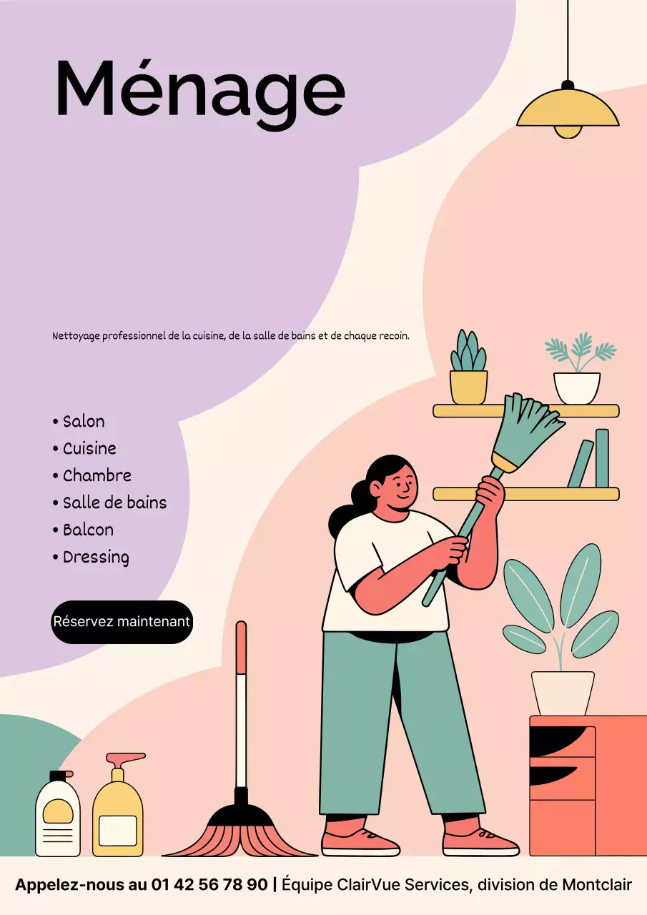 Affiche promotionnelle de nettoyage moderne pastel