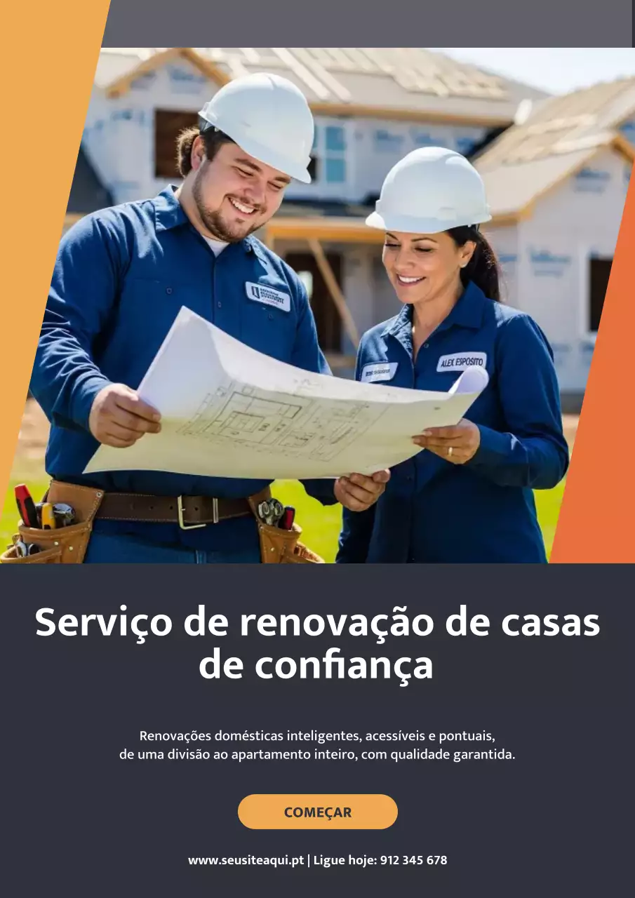 Cartaz de anúncio de renovação profissional amarelo
