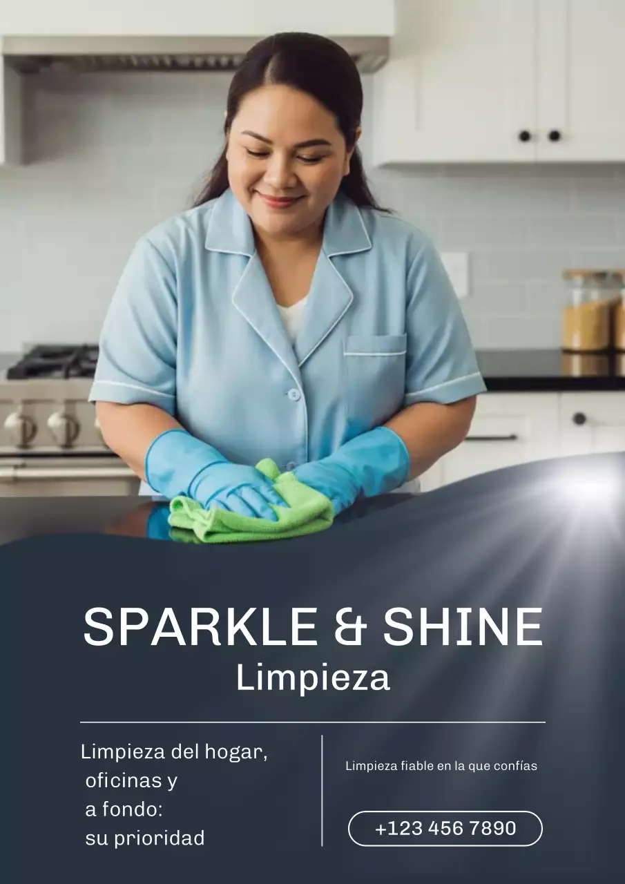 Cartel publicitario de limpieza profesional azul