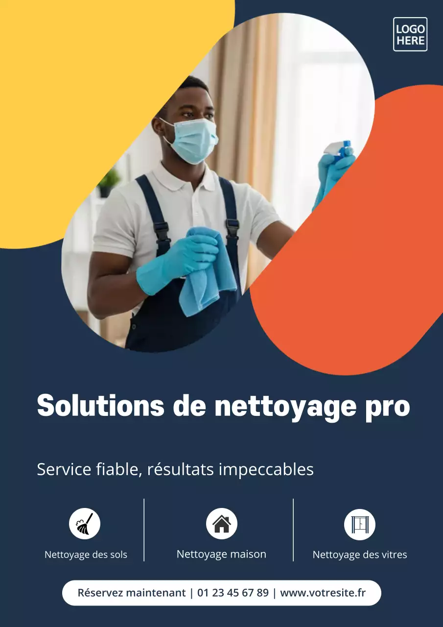 Affiche promotionnelle de nettoyage moderne de la Marine