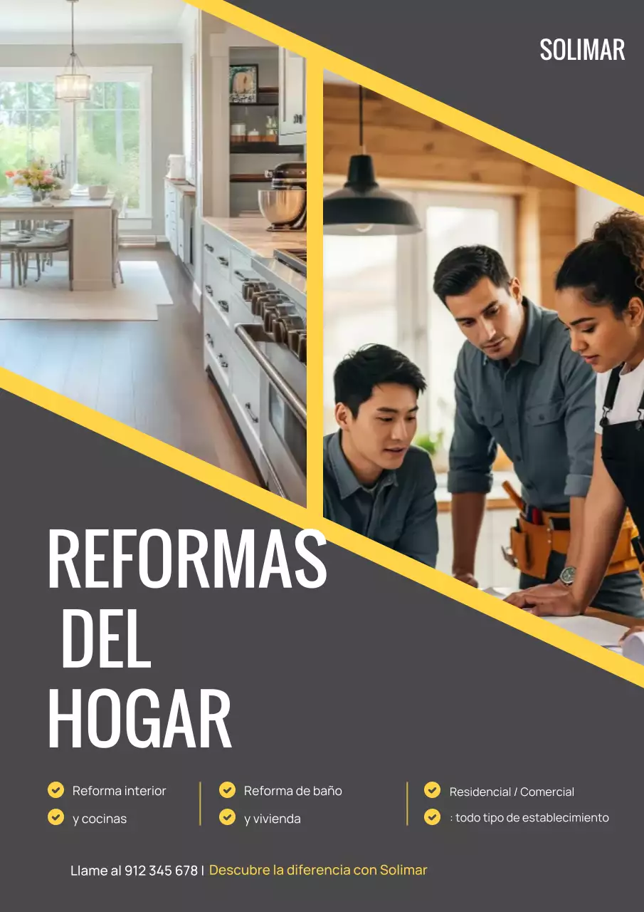 Cartel publicitario de renovación profesional en amarillo