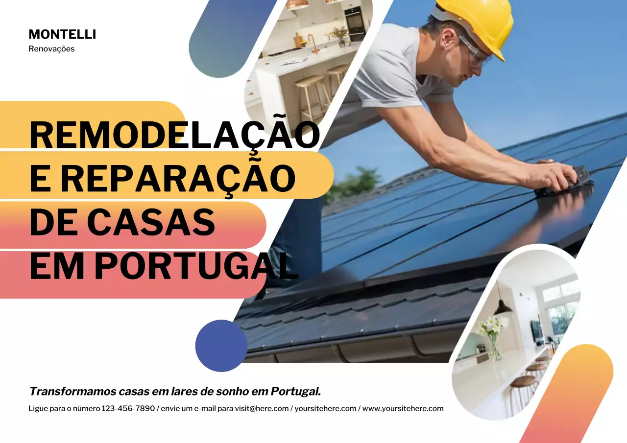 Cartaz de anúncio de reforma de casa moderna azul