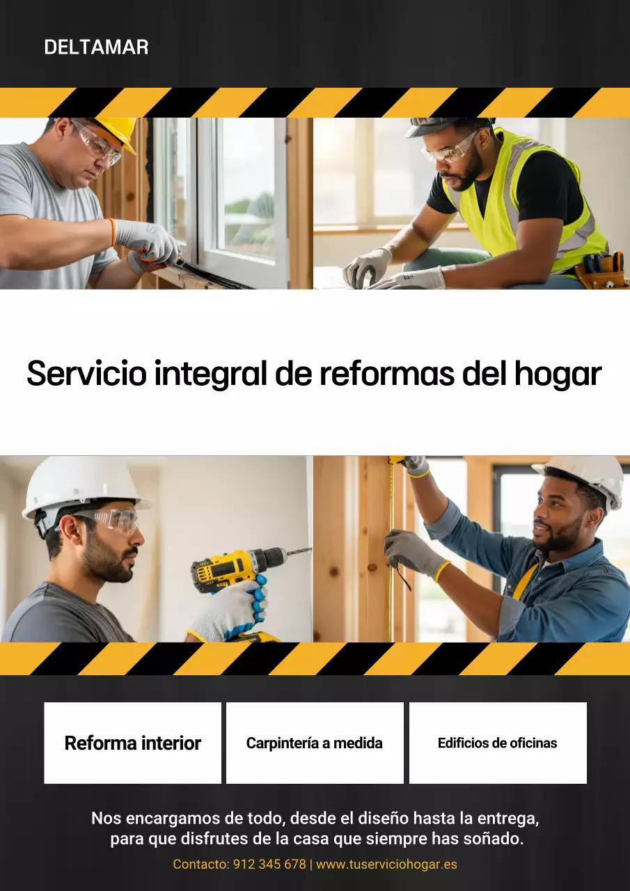 Cartel publicitario de renovación profesional en amarillo