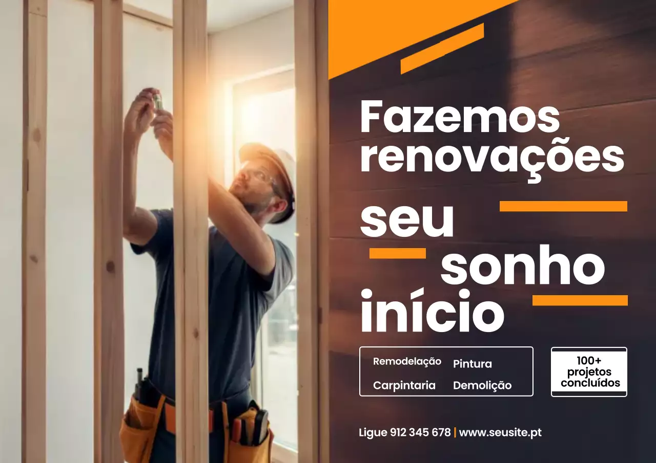 Cartaz de propaganda de renovação moderna em laranja