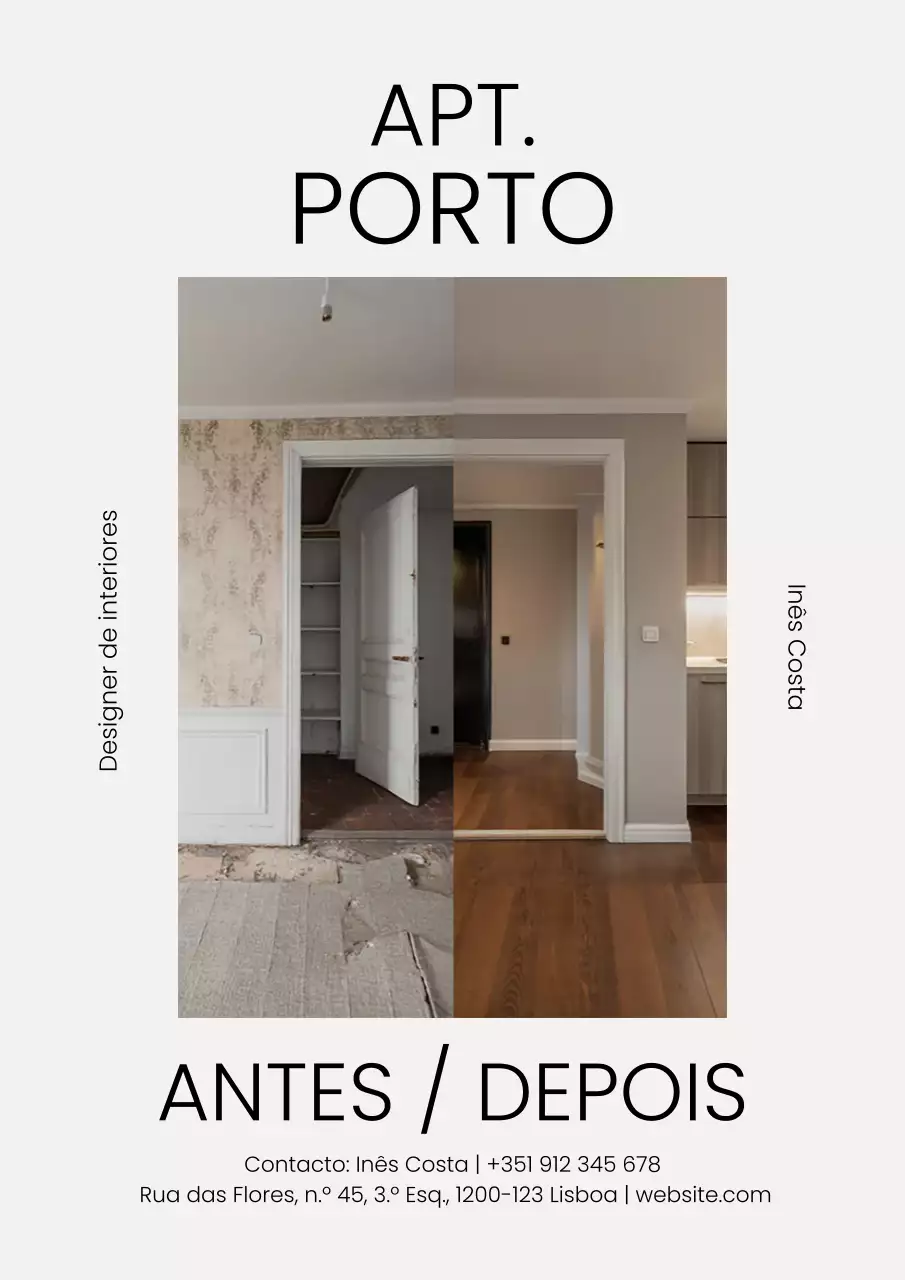 Cartaz de anúncio de renovação moderna cinza