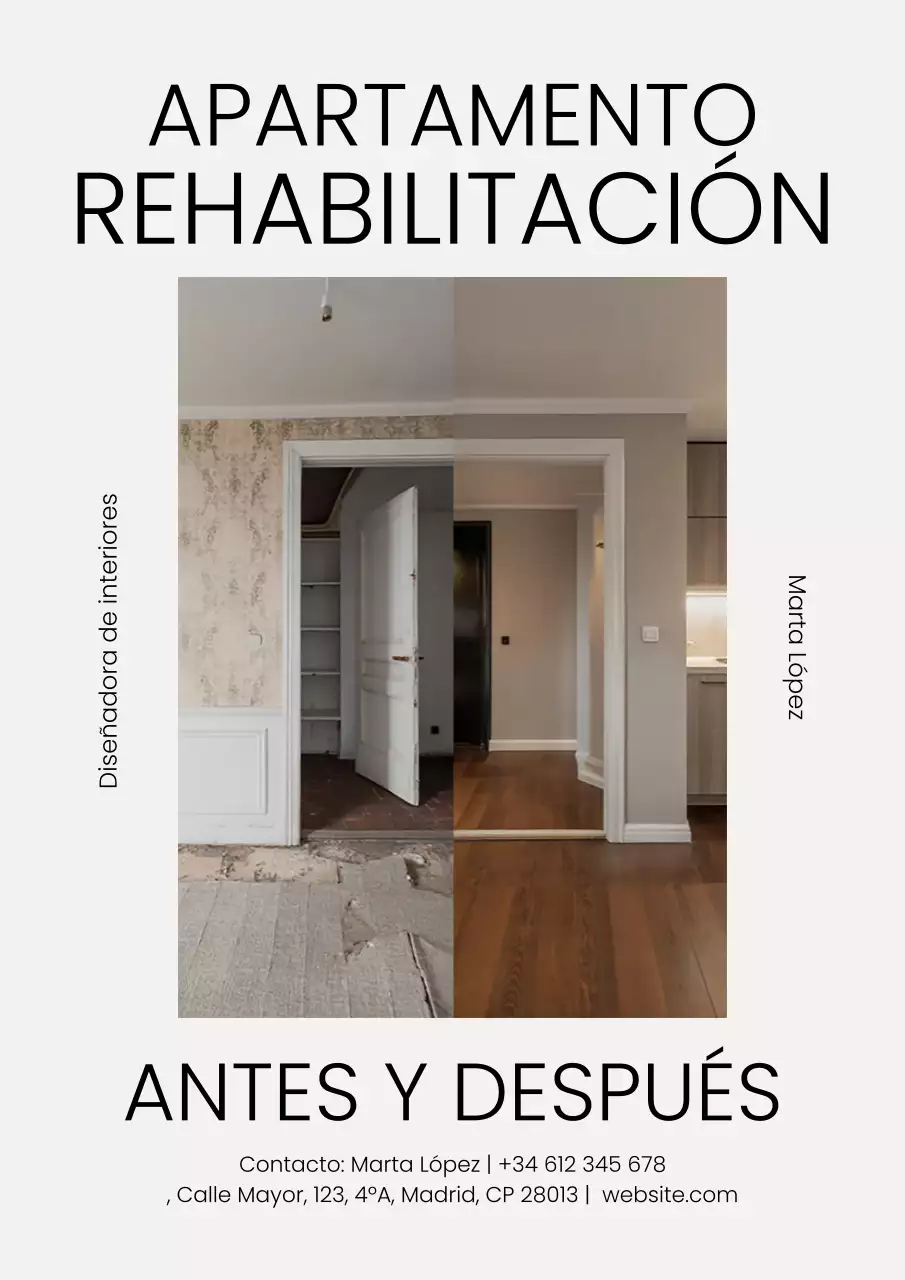 Cartel publicitario de renovación moderna en gris