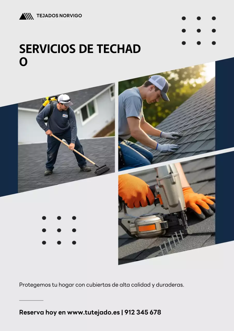 Póster promocional de techado profesional gris