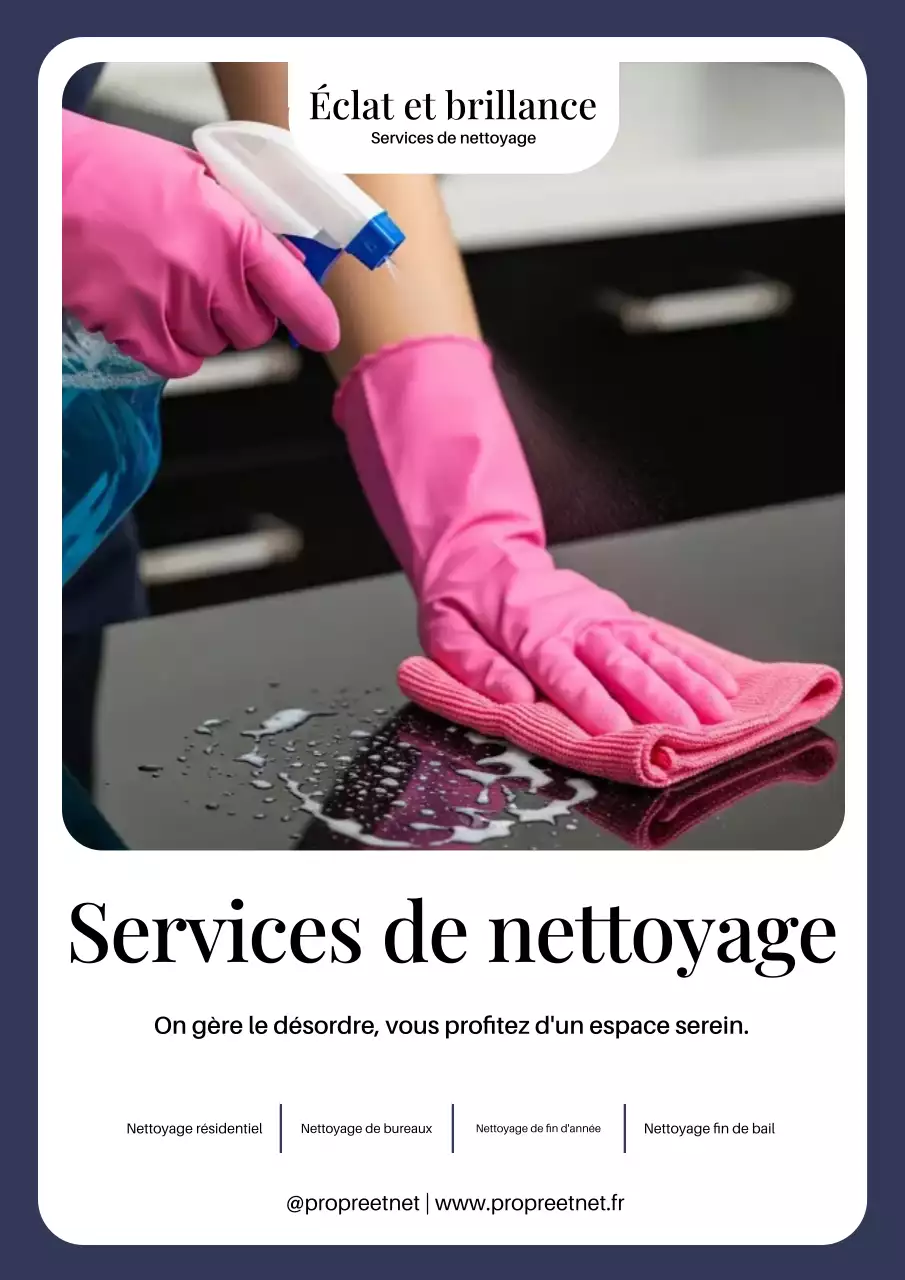 Affiche publicitaire de nettoyage moderne rose