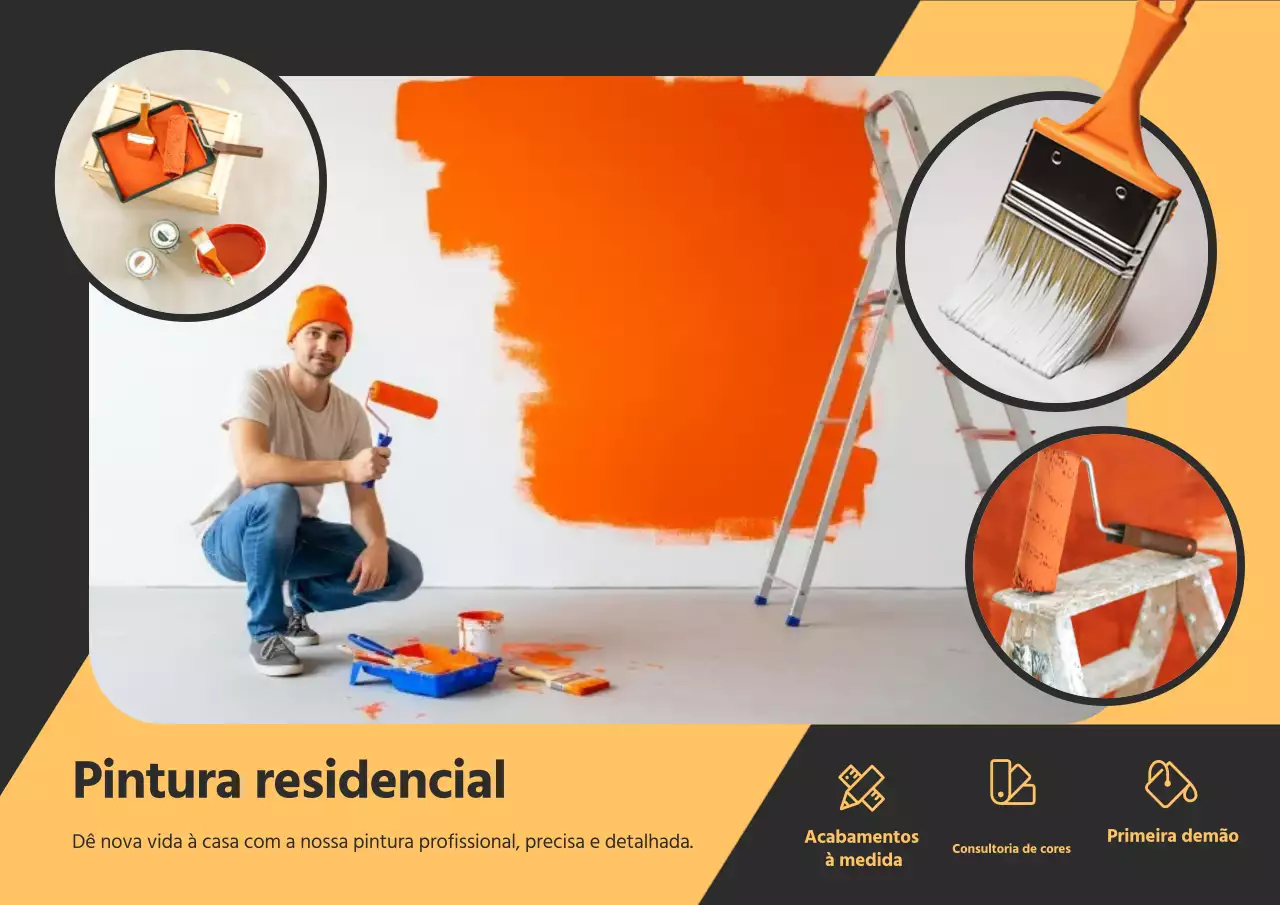 Cartaz promocional de pintura moderna laranja