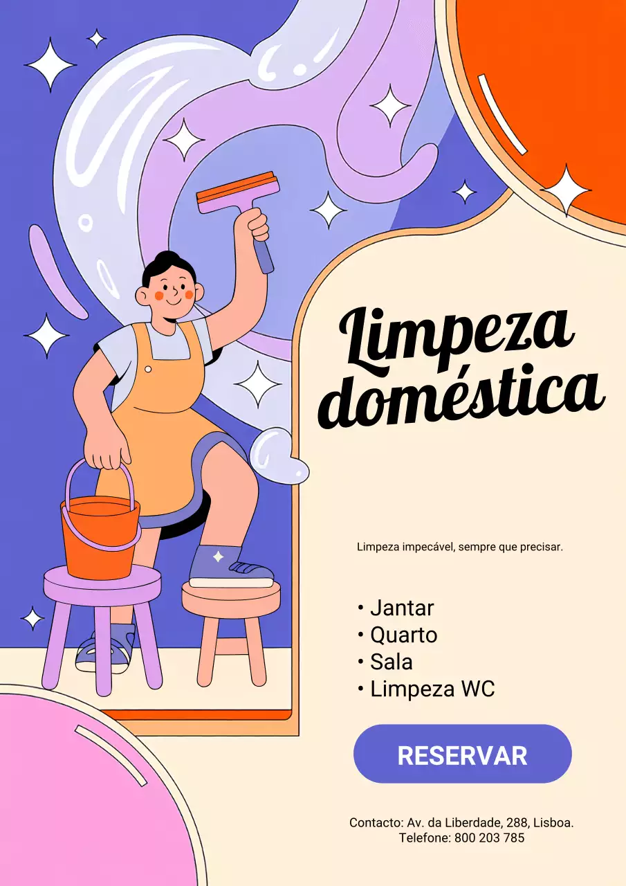 Cartaz promocional de limpeza moderna laranja