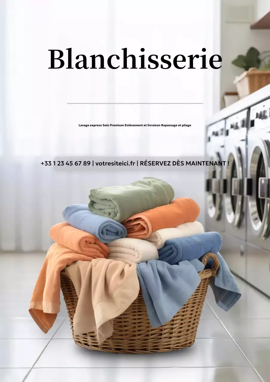Affiche publicitaire du service de blanchisserie White Clean