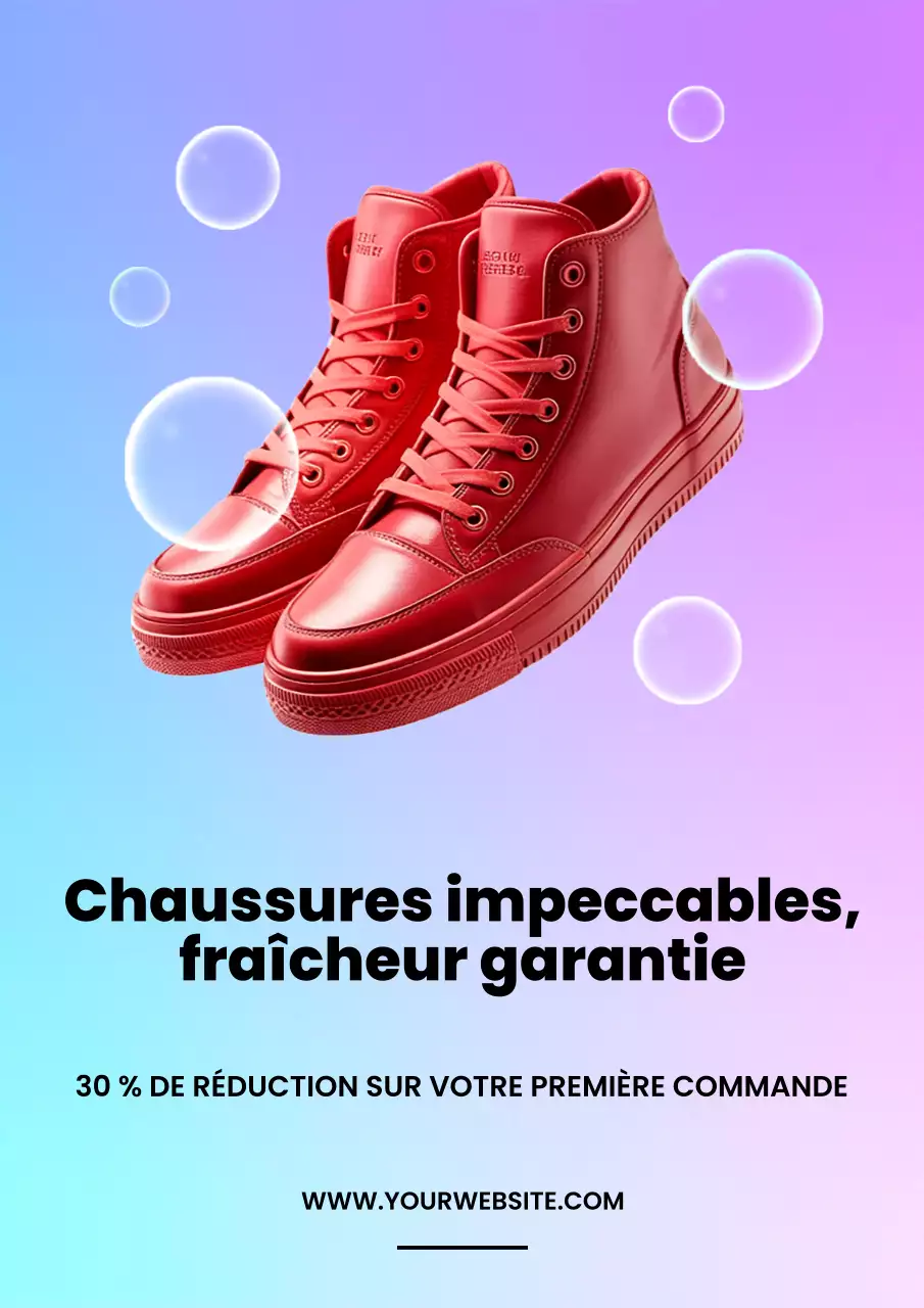 Affiche promotionnelle pour les chaussures modernes rouges