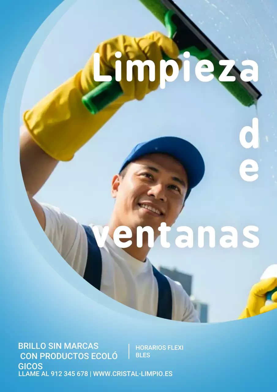 Cartel promocional de limpieza moderna azul