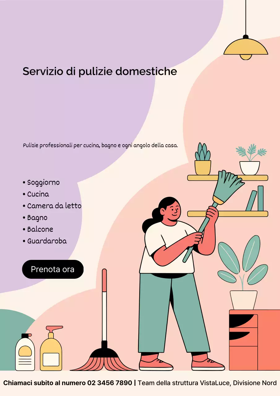 Poster promozionale per la pulizia moderna in stile pastello