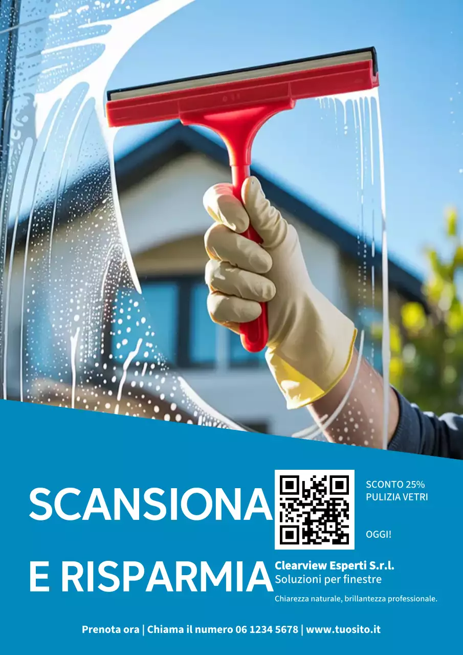 Manifesto promozionale per la pulizia moderna blu