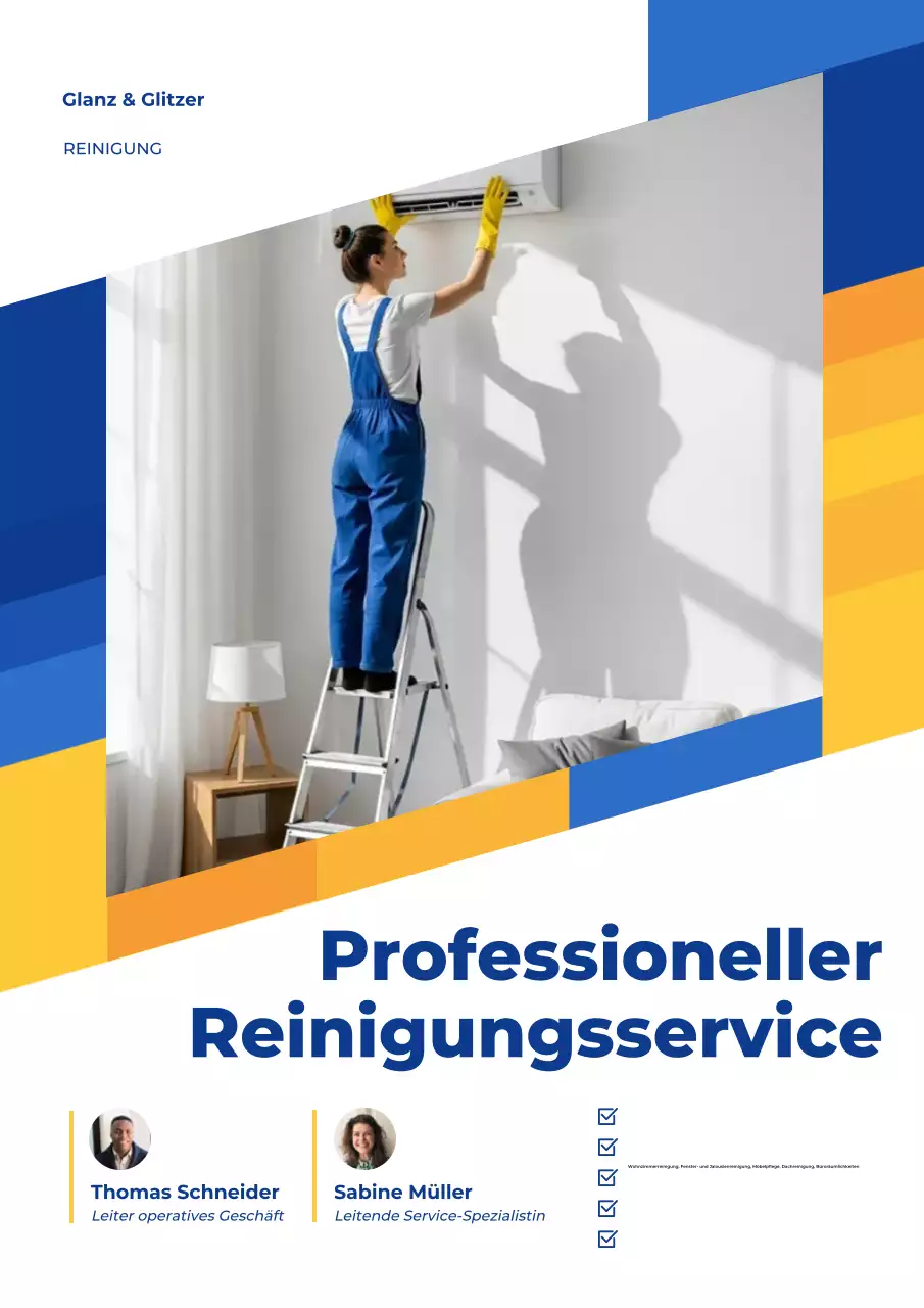 Blaues modernes Reinigungsservice-Anzeigenplakat