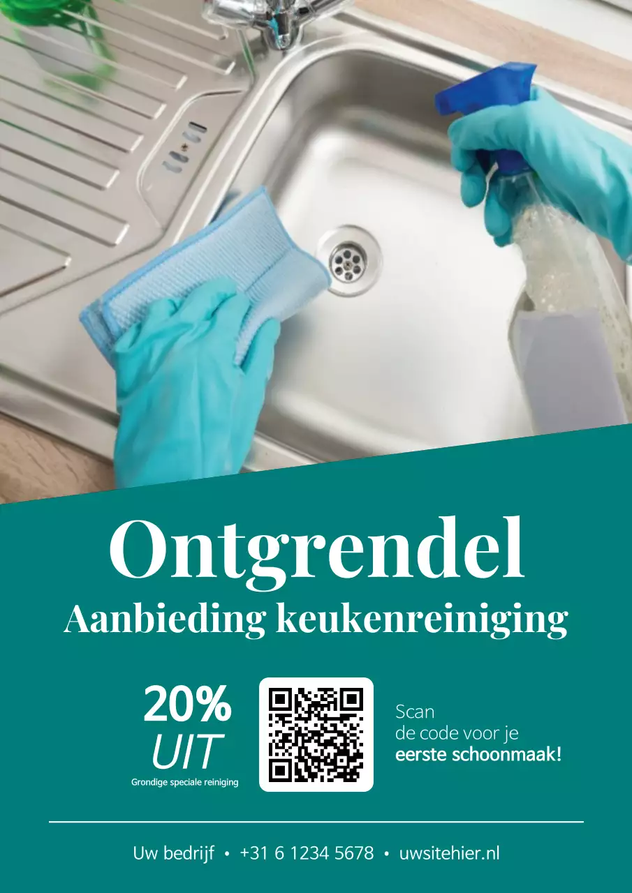 Teal Clean Kitchen Promotieposter