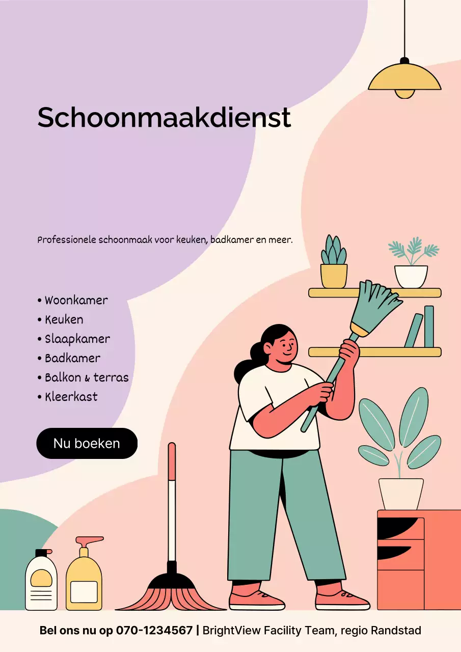 Pastel Modern Schoonmaak Promotieposter