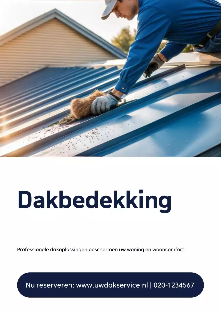 Blauwe professionele dakbedekkingsreclameposter