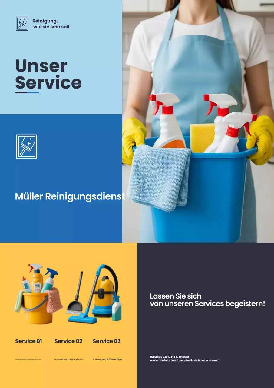 Blaues modernes Reinigungswerbeplakat