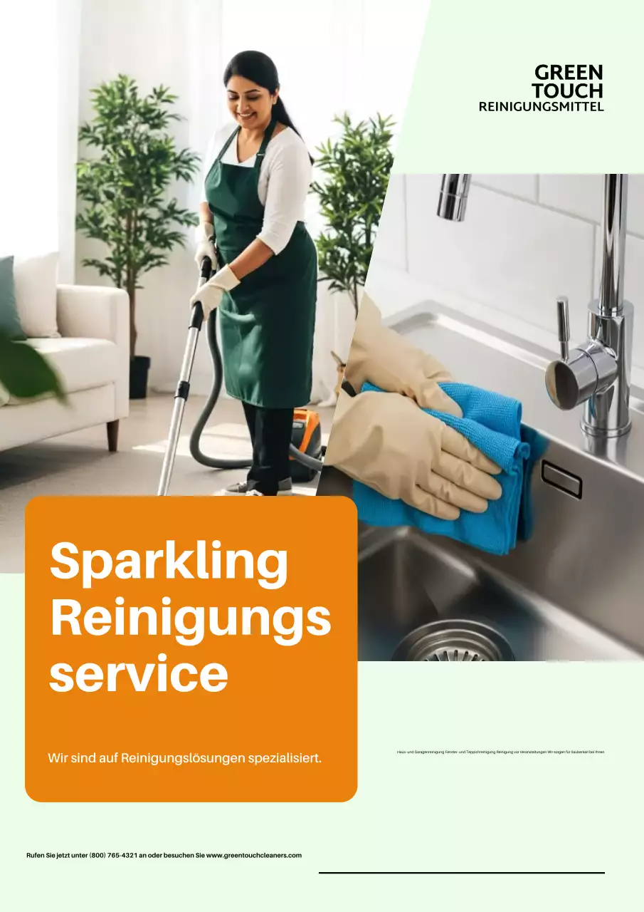 Orangefarbenes, modernes Reinigungswerbeplakat