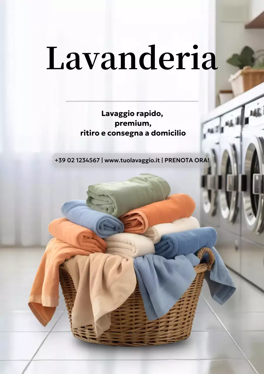 Manifesto pubblicitario del servizio di lavanderia White Clean