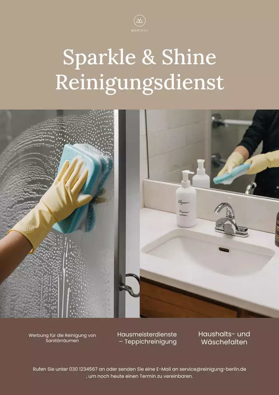 Beige Werbeplakat für professionelle Reinigungsdienste
