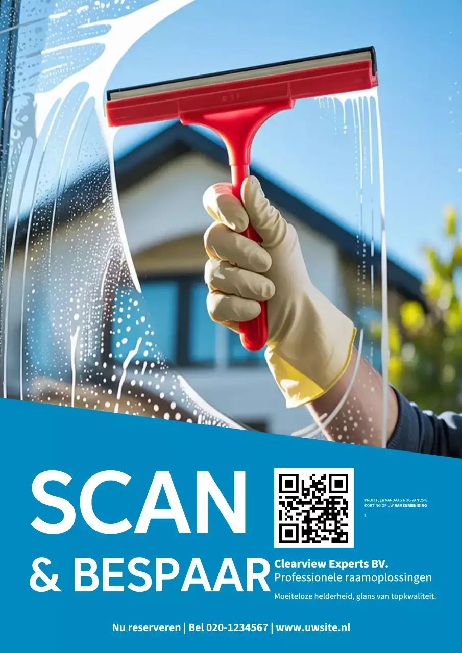 Blauwe moderne schoonmaakpromotieposter