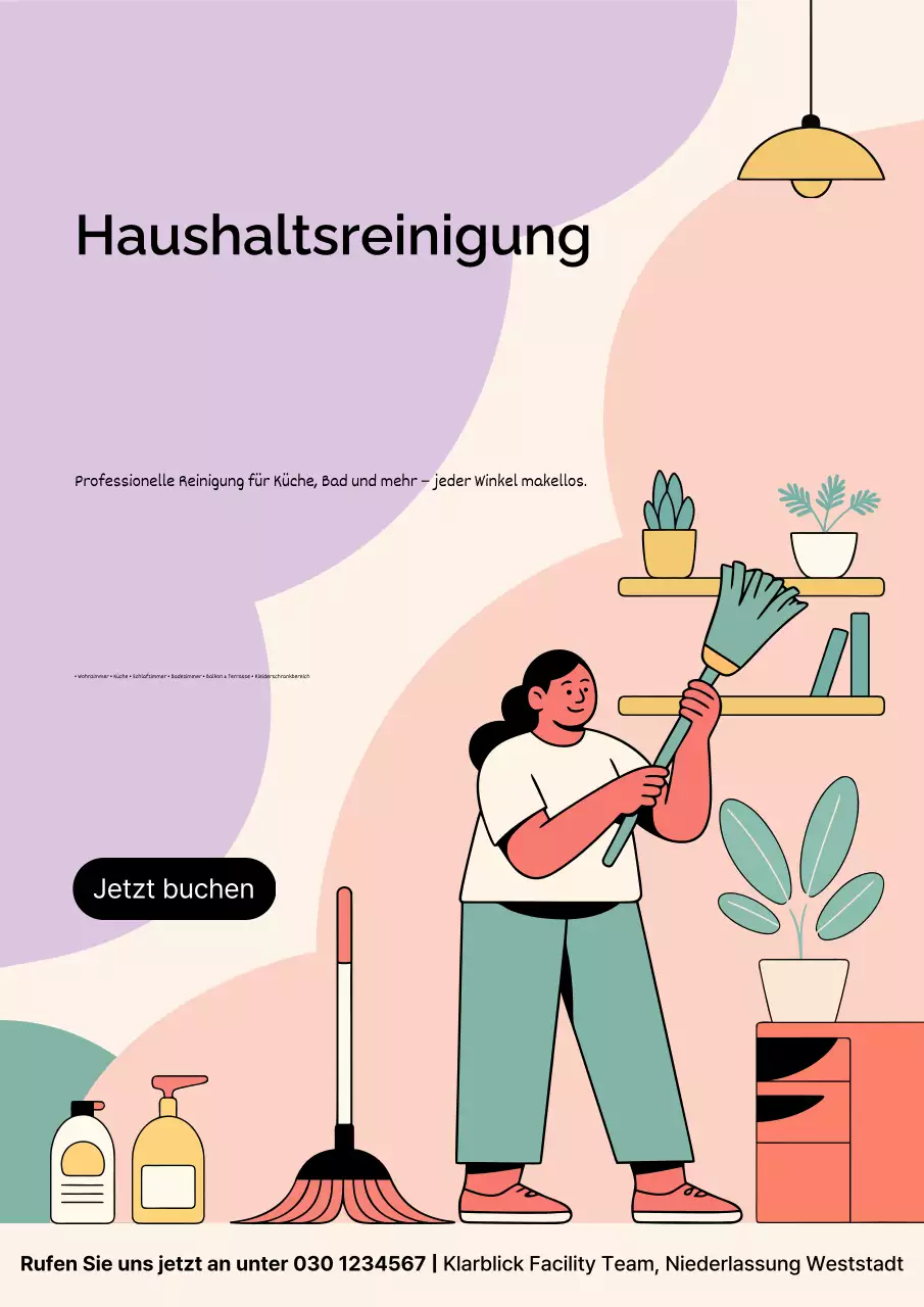 Pastellfarbenes modernes Reinigungswerbeplakat