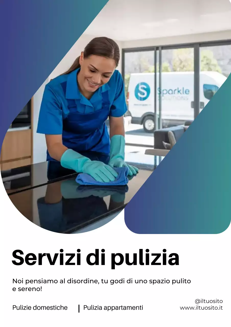 Manifesto pubblicitario moderno per la pulizia blu