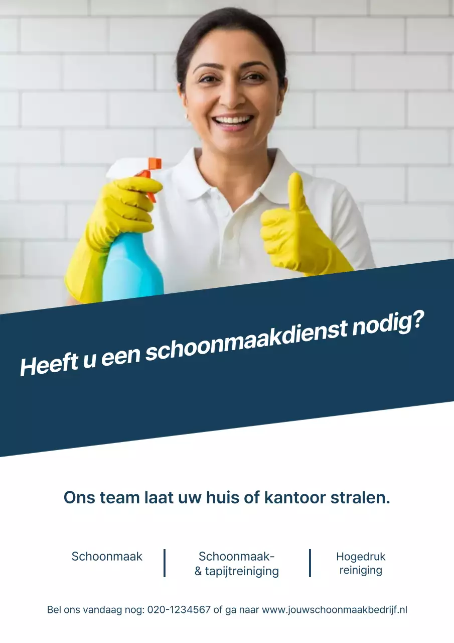 Gele moderne schoonmaakreclameposter