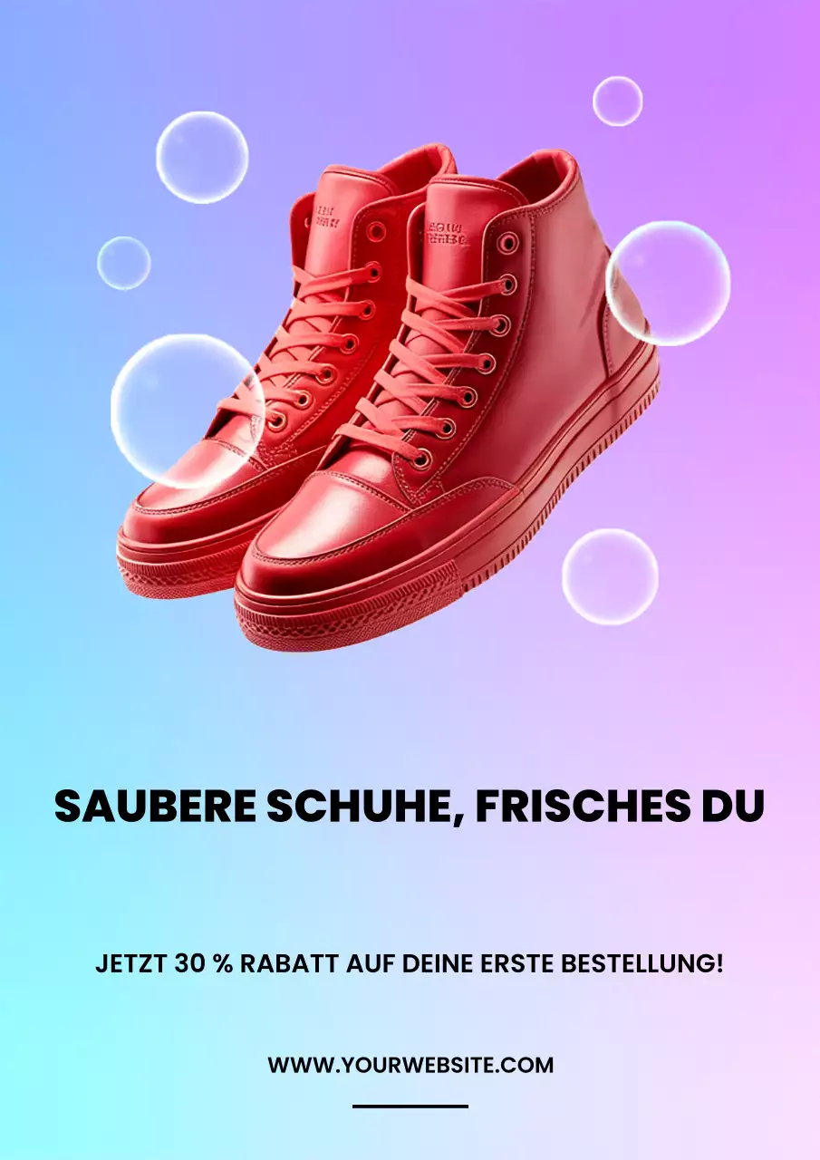 Rotes modernes Schuh-Werbeplakat