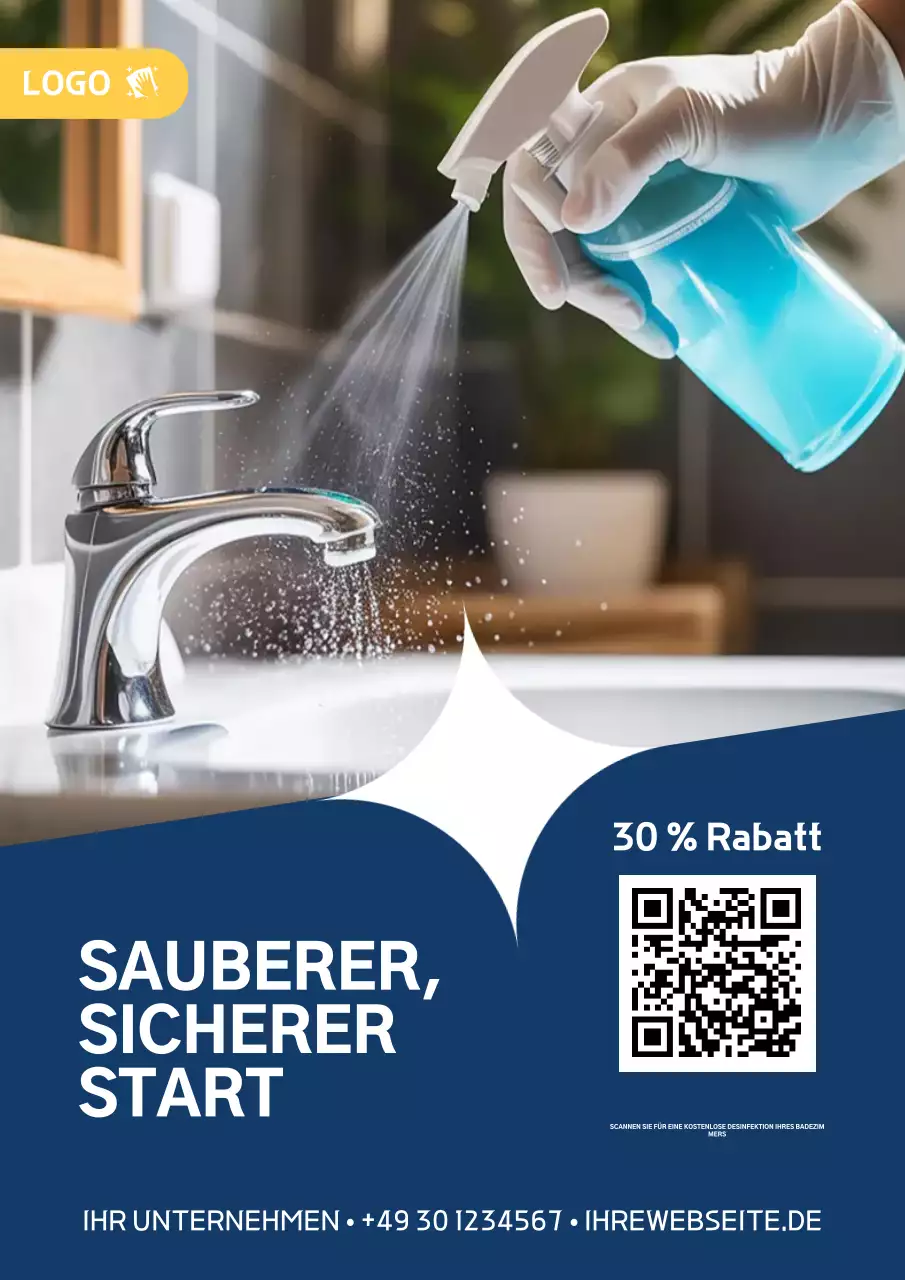 Blaues modernes Reinigungswerbeplakat